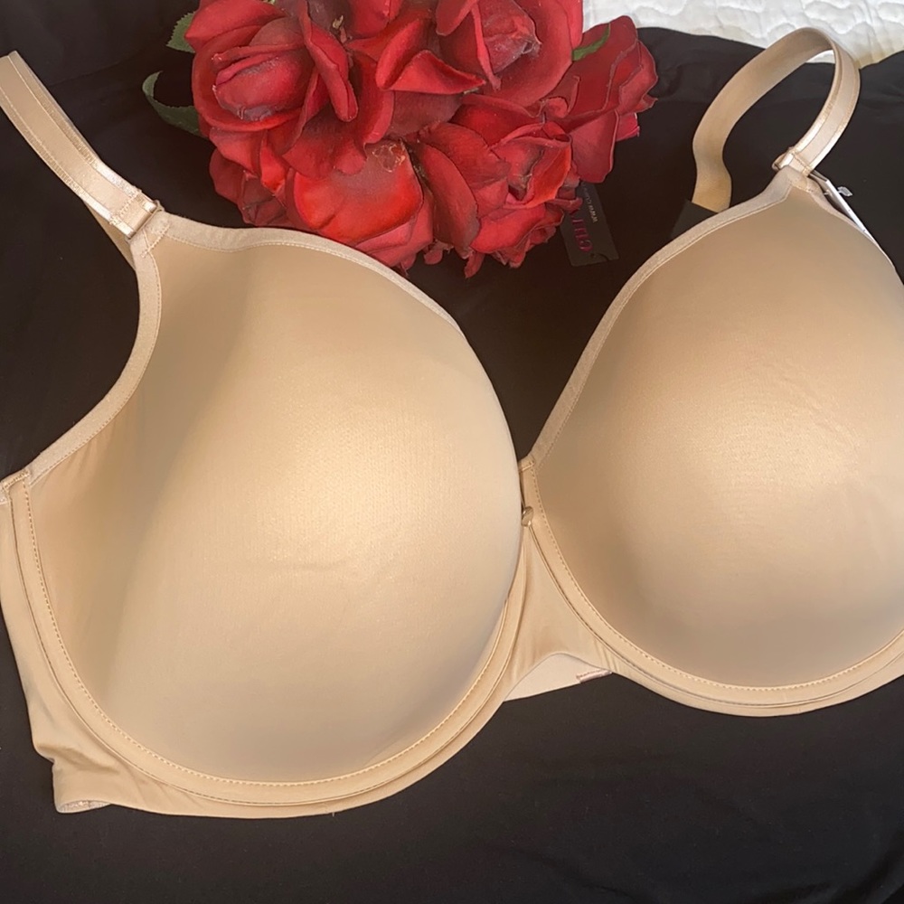 Curvy Coutures Cotton Luxe unlined wire free Sz 40H Beige Nude #1274